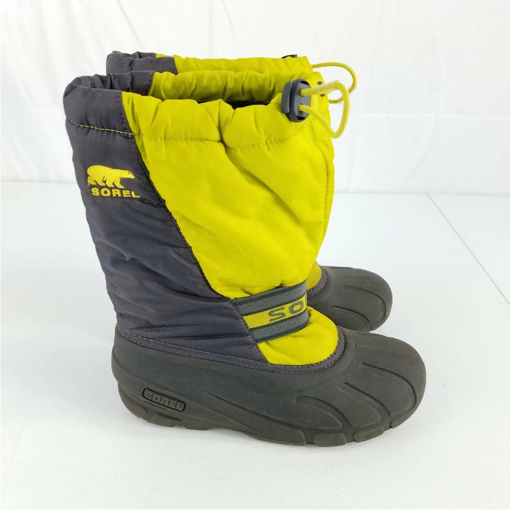 Sorel 1831 Gray & Yellow Insulated Waterproof Snow Boots Kids Size 12